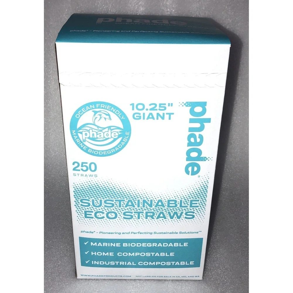 250‎ Count Phade Eco-Friendly Sustainable Biodegradable Compostable Giant Straws
